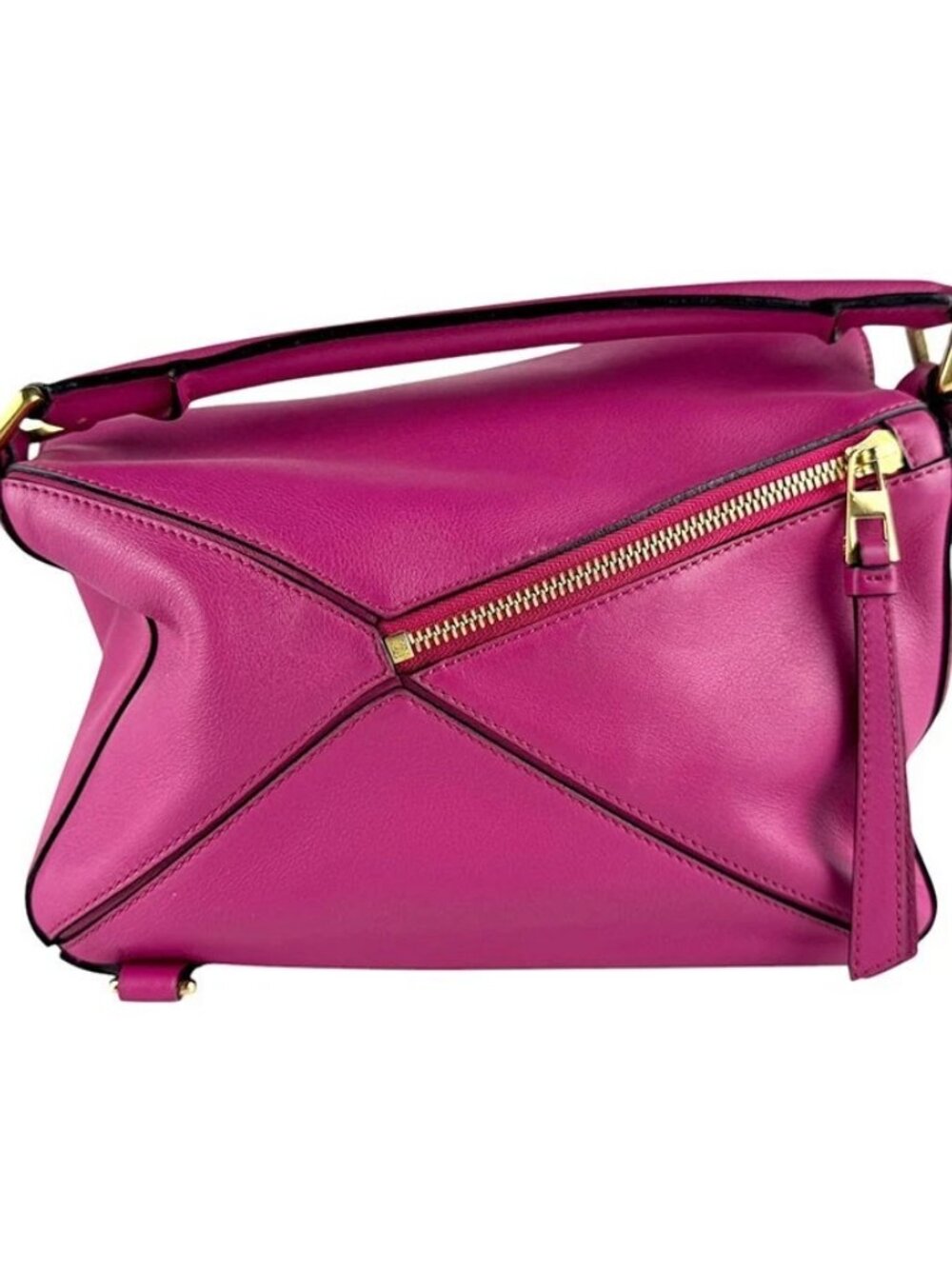 LOEWE Puzzle Bag Handbag Shoulder Bag Pink Leather/Goldtone -